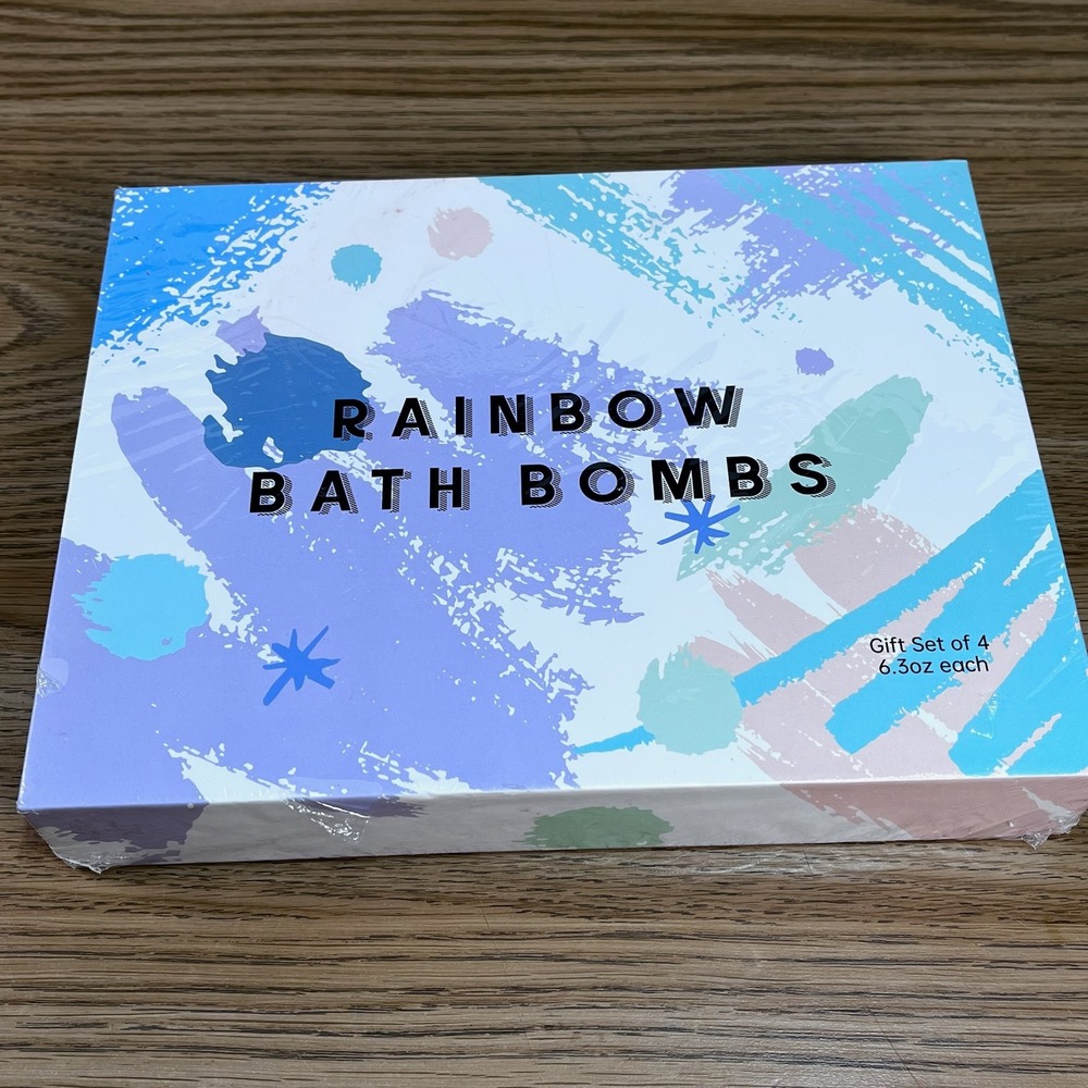 Tiazhili Rainbow Bath Bomb Gift Set 4 Pack 6.3oz Each Essential Oil Moisturizing